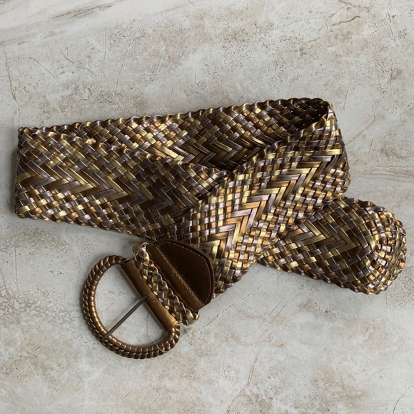 H&M Accessories - H&M Tri-Color Metallic Wide Woven Boho Belt XS/S